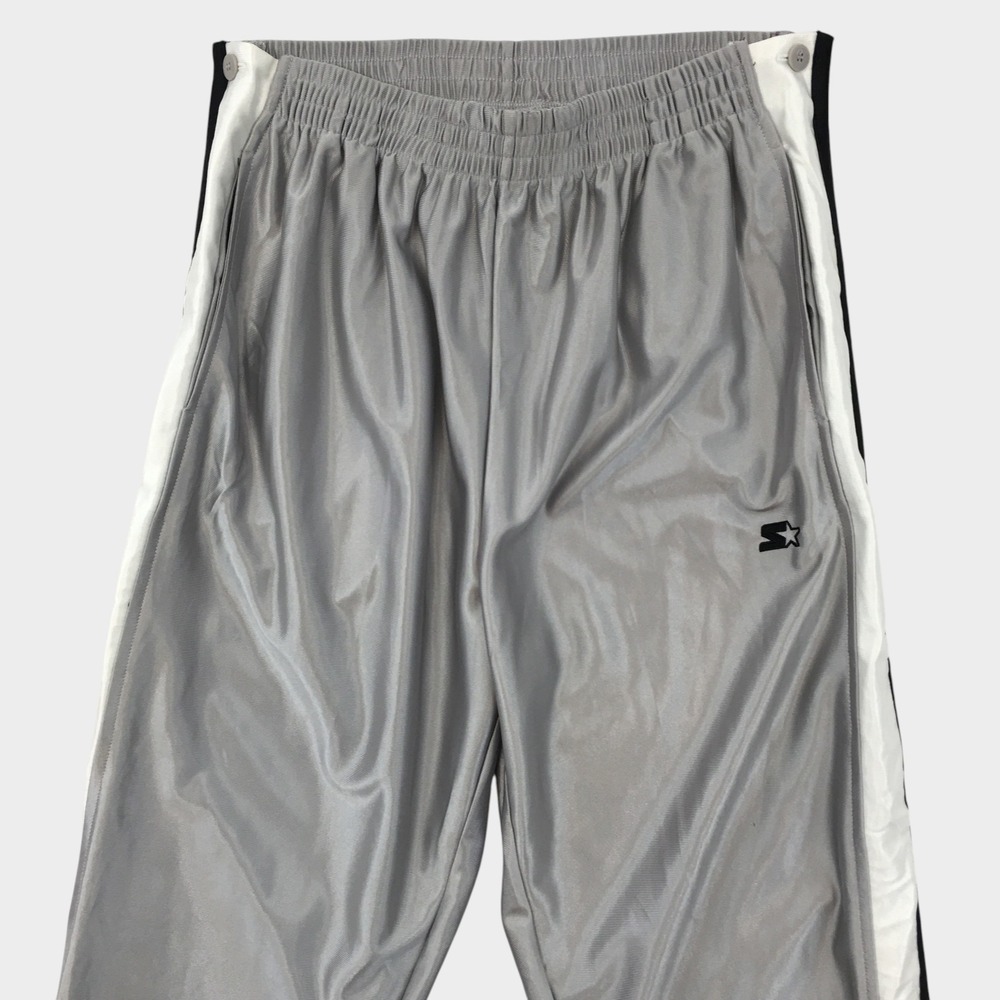 VINTAGE Starter Men Satin Dazzle Tear Away Track Pants Snap Button Warmup Medium